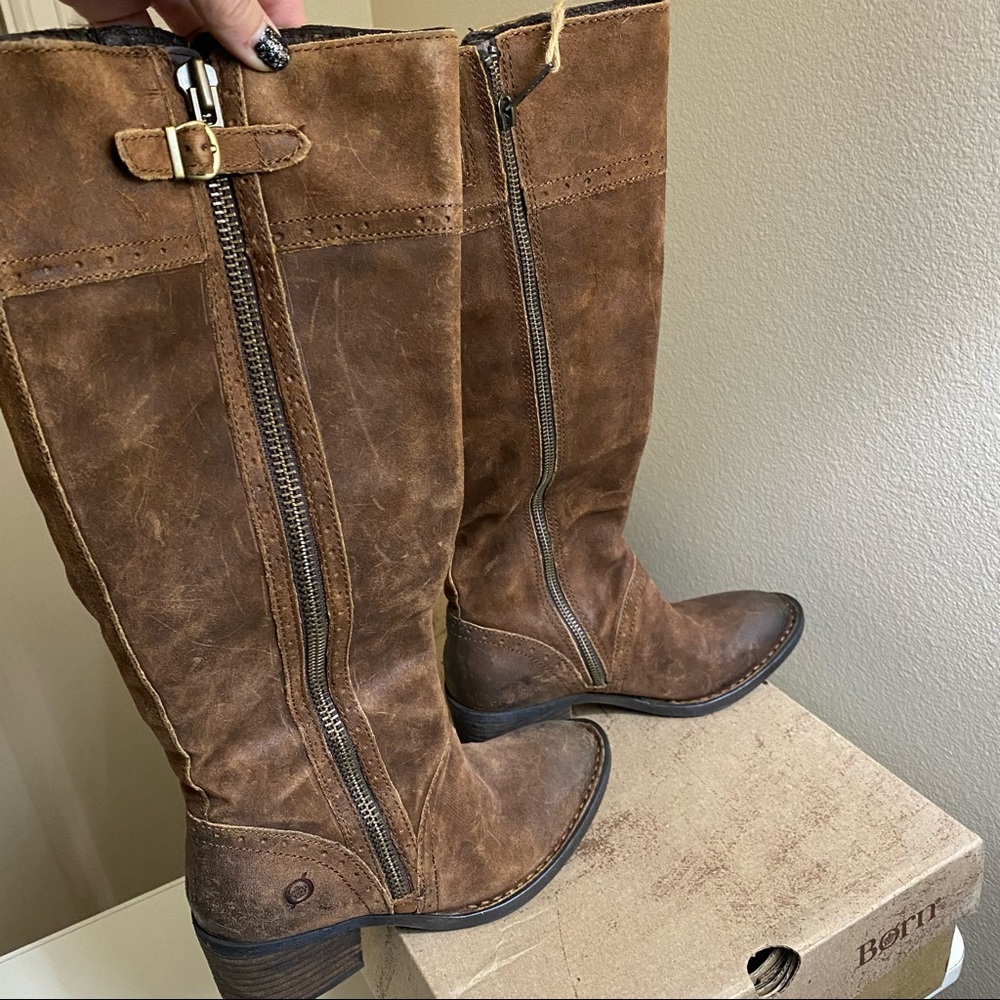 BORN “Poly” Knee-High Suede Brown Boot